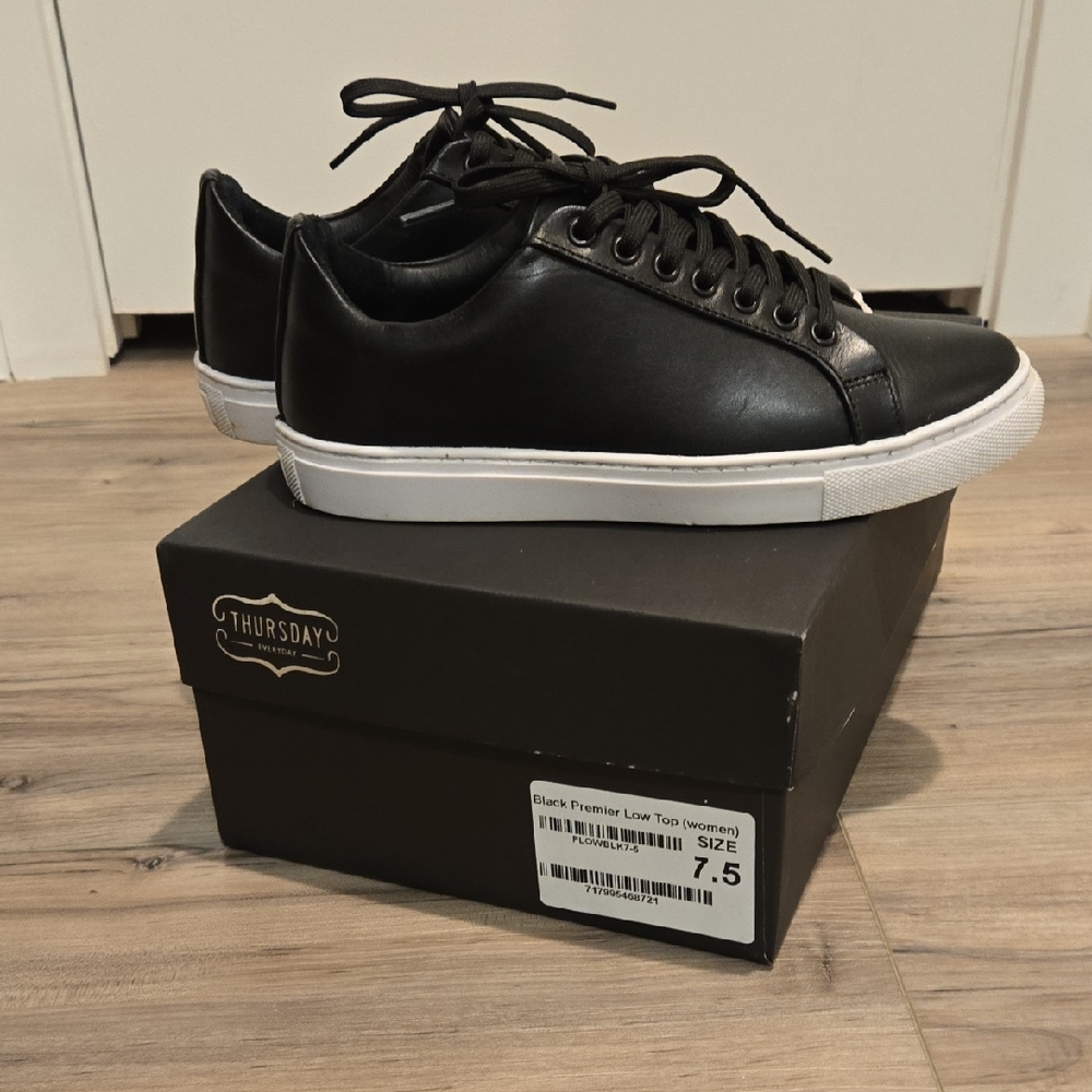 Thursday Boot Co Women's Black Premium Leather Low Top Sneakers